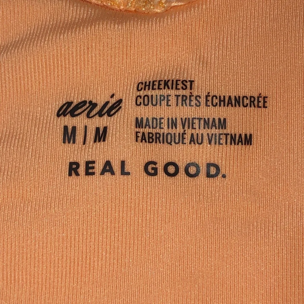 aerie Peach Textured Bikini Bottoms